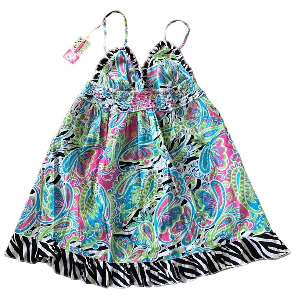 NWT Mudpie wild Paisley cute pink, blue & green nightie size small